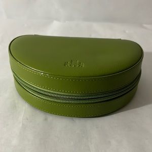 Rowallan Alice Half Moon Jewelry Travel Case Green Leather